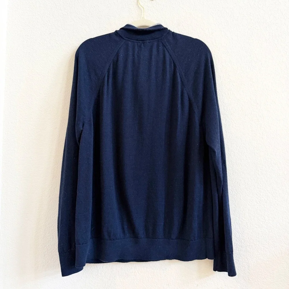 GAP Mens XL Navy Blue‎ 100% Merino Wool Quarter Zip Pullover Sweater Mock Neck